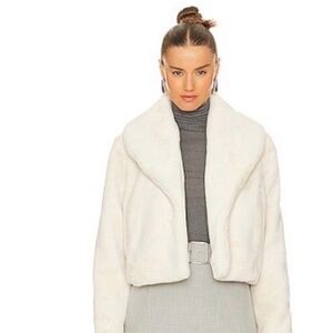 Blank NYC Cream Faux Fur Cropped Jacket